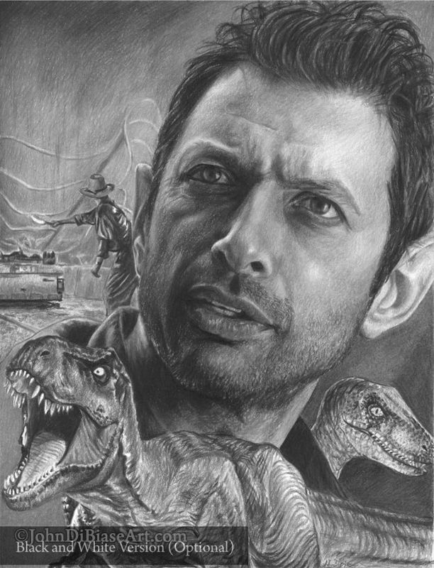 Jeff Goldblum as Dr. Ian Malcom in Jurassic Park Colored Pencil Drawing Print 8.5 x 11