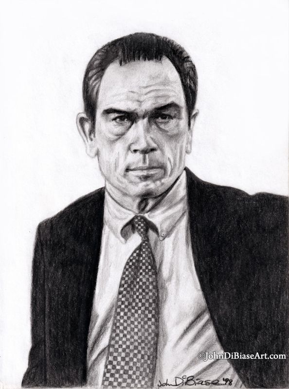 Tommy Lee Jones as Sam Gerard in U.S. Marshals 1998 Drawing (NOT A PRINT) 8 x 10.6 inches