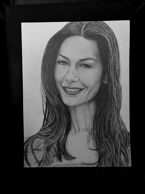 Catherine Zeta Jones (August 1999) Original Drawing (Not a Print) 7.8" x 10.6"