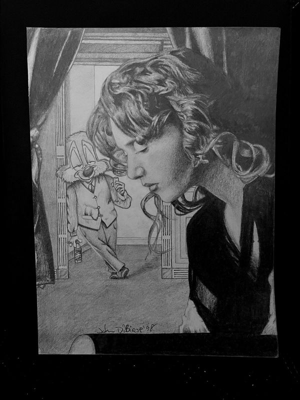 Kate Winslet as Rose in Titanic 1998 with Chipmunk Lloyd Original Drawing (Not a Print) 7.8" x 10.5"