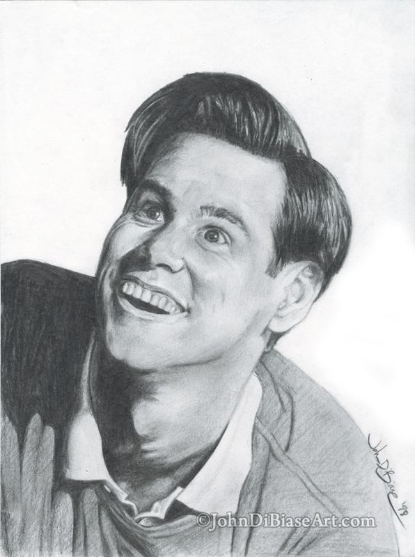 Jim Carrey from The Truman Show 1998 Drawing (NOT A PRINT) 7.9 x 10.6