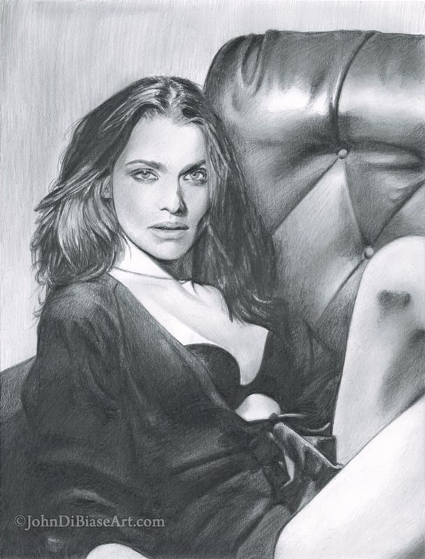 Rachel Weisz Original Graphite Sketch (NOT a print) 9x12