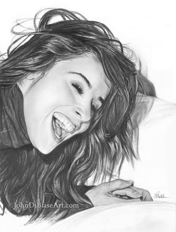 Abigail Spencer (Laughing) Graphite Pencil Drawing Print (8.5 x 11)