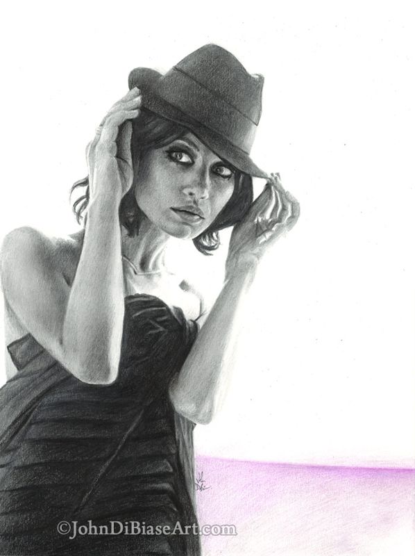 Olga Kurylenko (Hat) Drawing Print (Quantum of Solace, Oblivion) 8.5 x 11