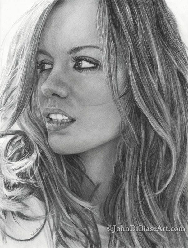 Kate Beckinsale 2017 Graphite Drawing Print 8.5 x 11