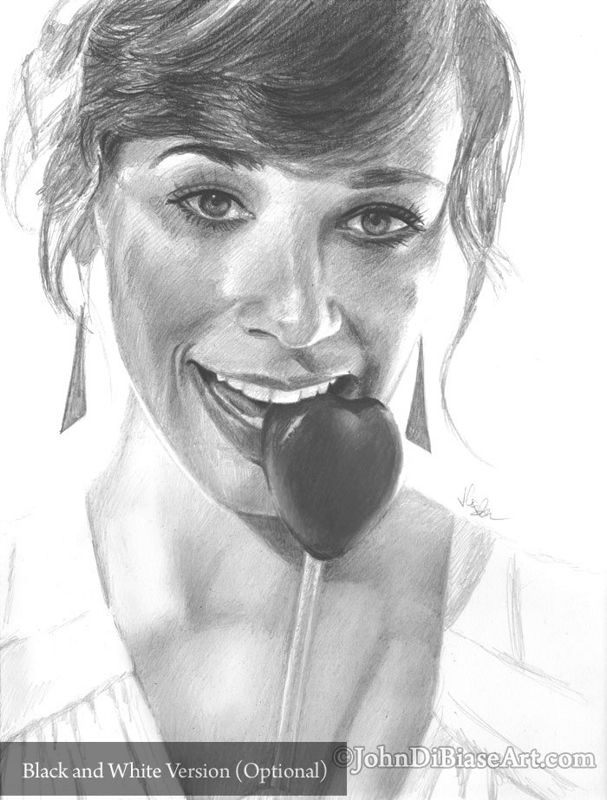 Rashida Jones Graphite and Colored Pencil Drawing Print 8.5 x 11