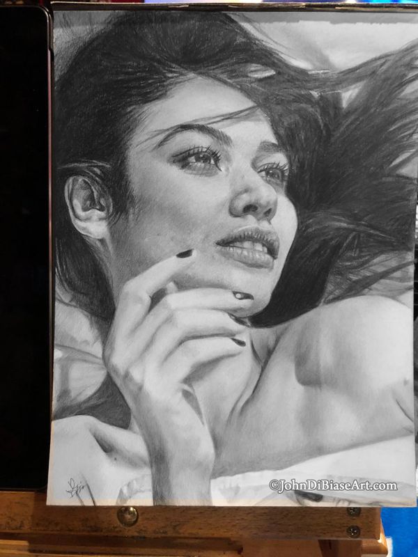 Olga Kurylenko Original Drawing (NOT a print) 9x12