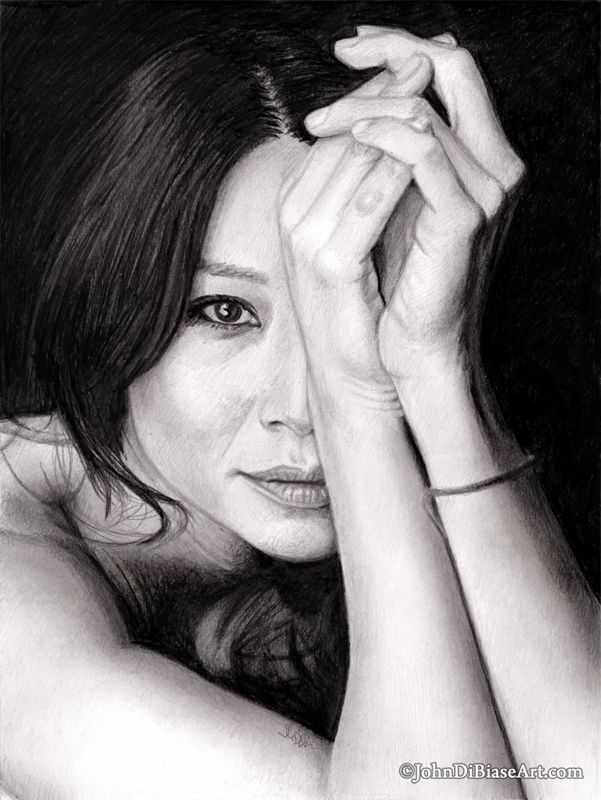 Lucy Liu Graphite Drawing Print 8.5 x 11