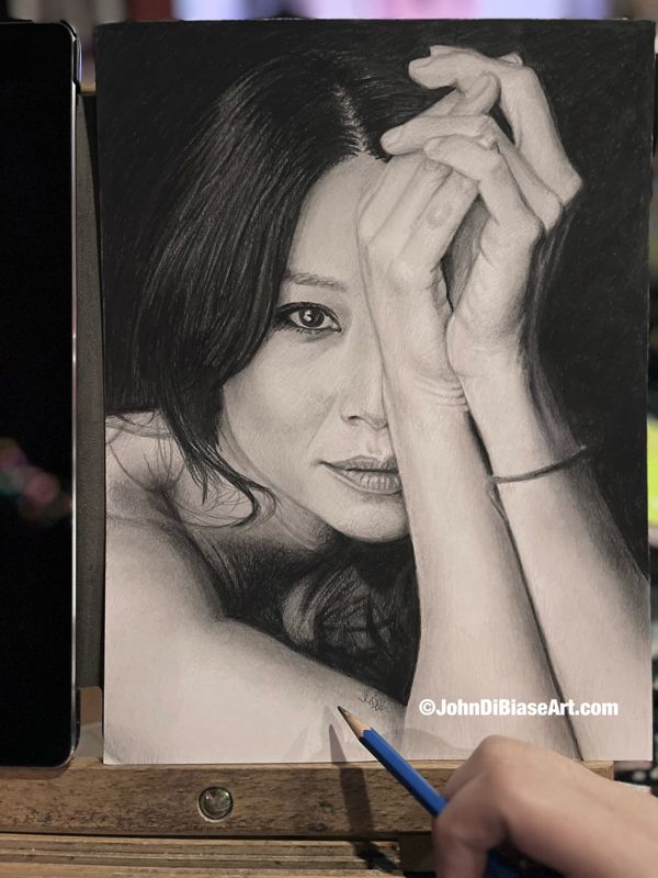 Lucy Liu Original Drawing (NOT a print) 9x12