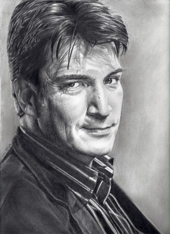 Drawing Print of Nathan Fillion as Rick Castle in TV's "Castle"