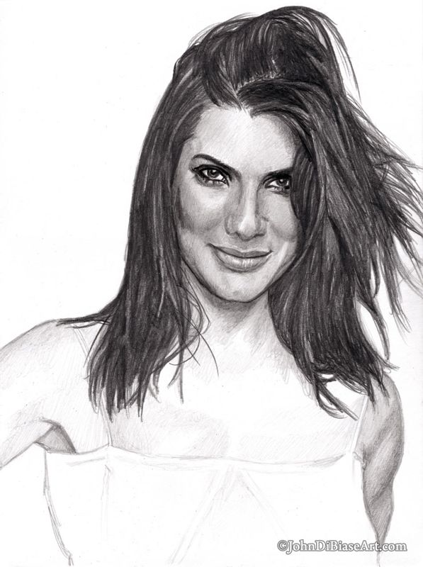 Sandra Bullock Portrait Original Drawing (NOT a print)