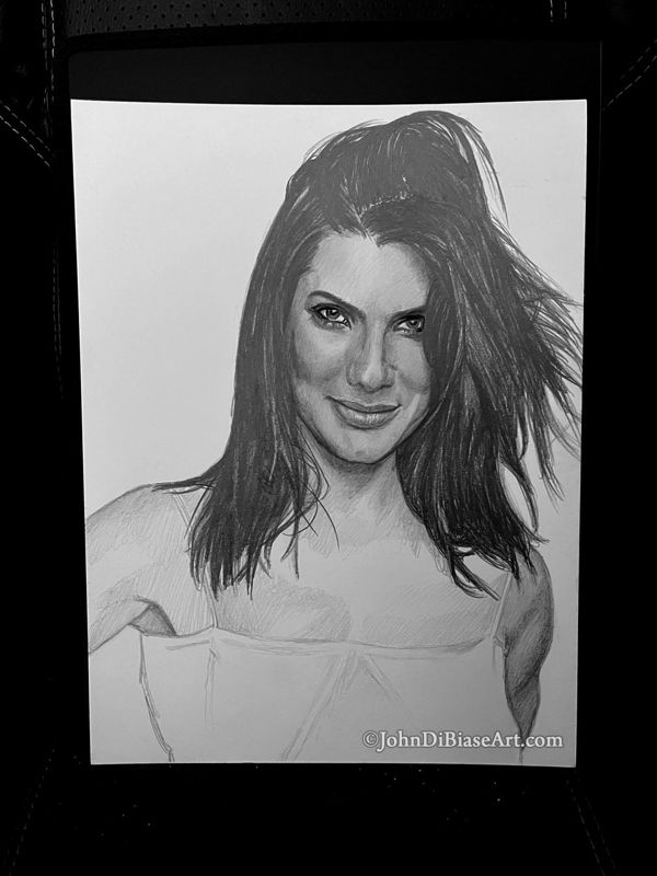 Sandra Bullock Portrait Original Drawing (NOT a print)