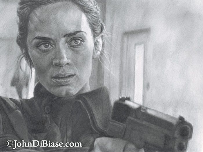 Emily Blunt from the movie Edge of Tomorrow (Live. Die. Repeat.) Original Drawing (NOT a print) 9 x 12