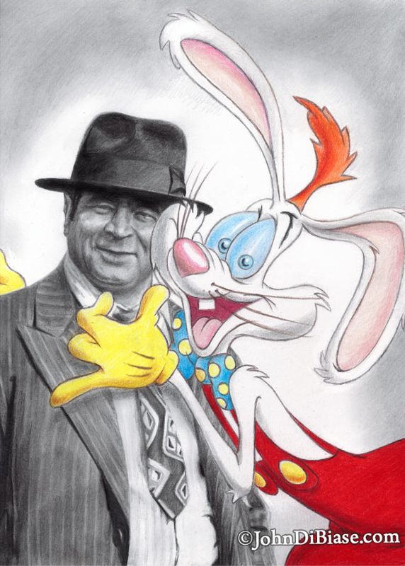 Roger Rabbit and Bob Hoskins as Eddie Valiant from Who Framed Roger Rabbit Original Drawing (NOT a print) 9x12