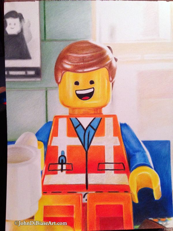 Emmet Brickowski from The LEGO Movie Original Colored Pencil Drawing (NOT a print) 9x12