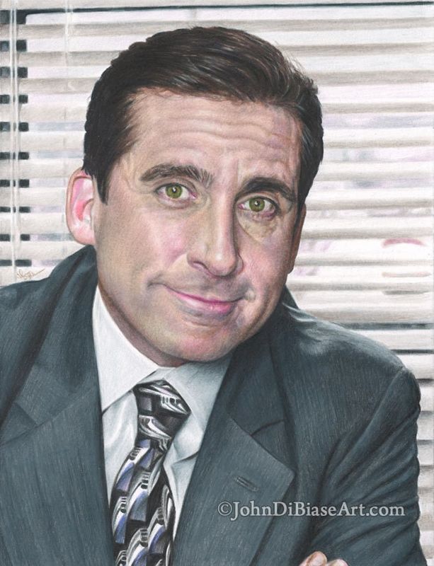 Michael Scott (Steve Carell) from The Office Colored Pencil Drawing Print 8.5 x 11
