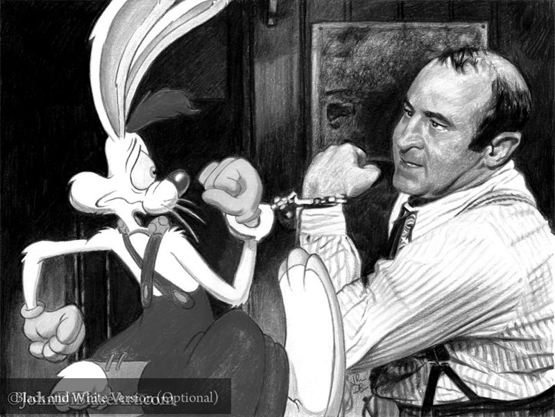 Roger Rabbit and Eddie Valiant and  from Who Framed Roger Rabbit Hand-cuffed Drawing Print 8.5 x 11