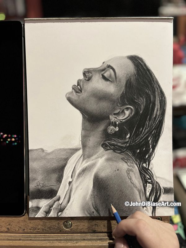Nicole Vincenti / Sadie Gray Graphite Pencil Drawing [Side Profile] (NOT a print) 9x12