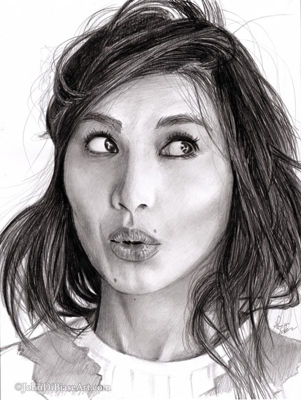 Gemma Chan Graphite Pencil Drawing Print 8.5 x 11