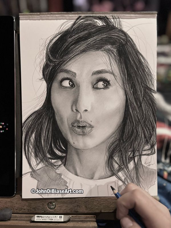 Gemma Chan Graphite Pencil Drawing (NOT a print) 9x12