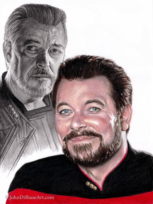William Riker from Picard and Star Trek: TNG (Jonathan Frakes) Colored Pencil Drawing Print 8.5 x 11