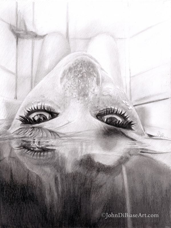 Girl in Bathtub Sketch Drawing Print 8.5 x 11