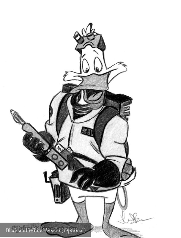 Ghostbusters Darkwing Duck (Jim Cummings) Crossover Colored Pencil Drawing Print 8.5 x 11