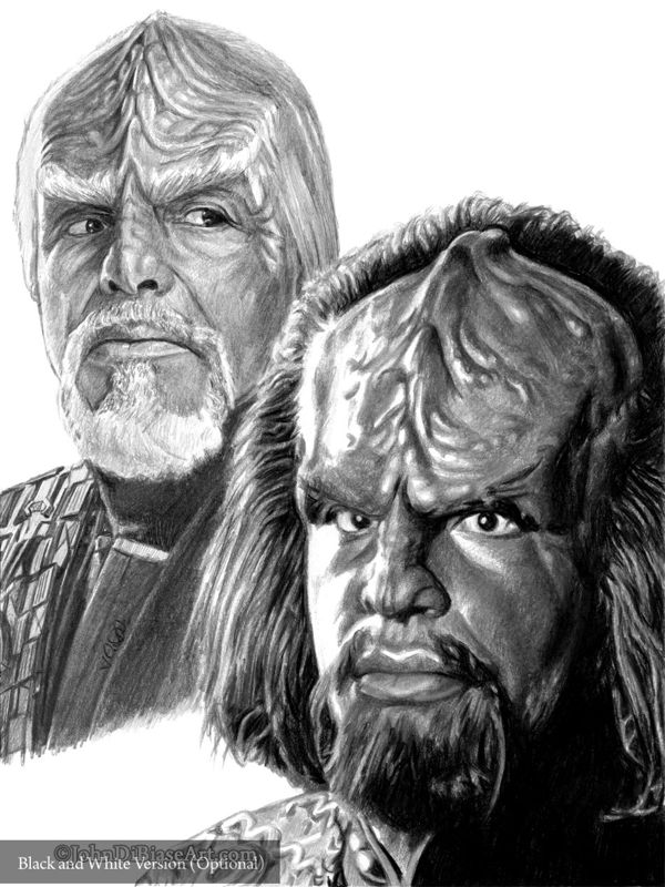 Worf from Picard and Star Trek: TNG (Michael Dorn) Colored Pencil Drawing Print 8.5 x 11