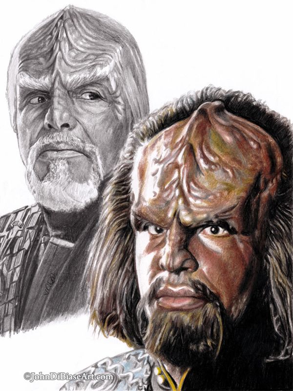 Worf from Picard and Star Trek: TNG (Michael Dorn) Colored Pencil Drawing Print 8.5 x 11