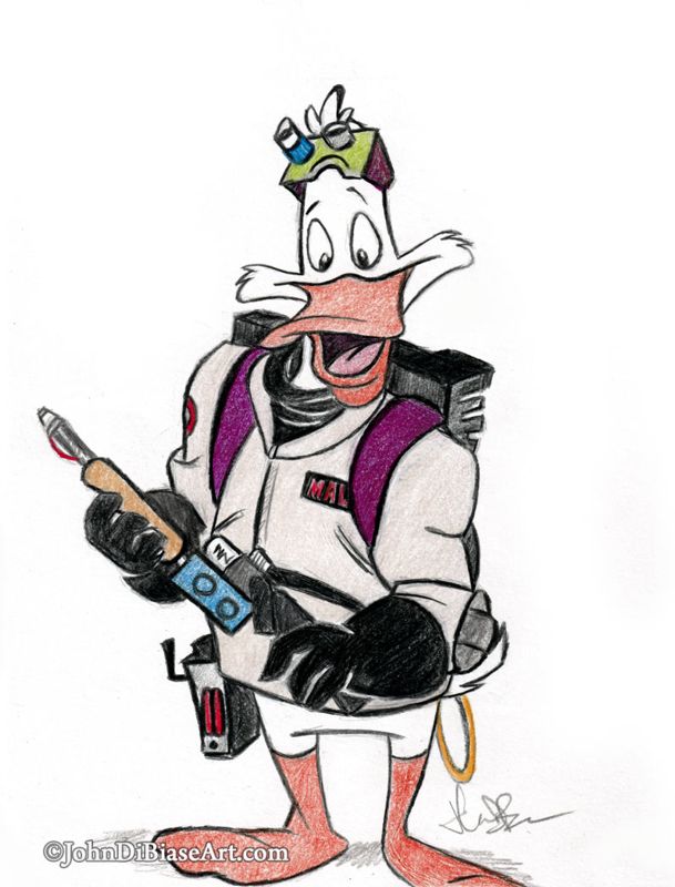 Ghostbusters Darkwing Duck (Jim Cummings) Crossover Colored Pencil Drawing (NOT A Print) 8x10