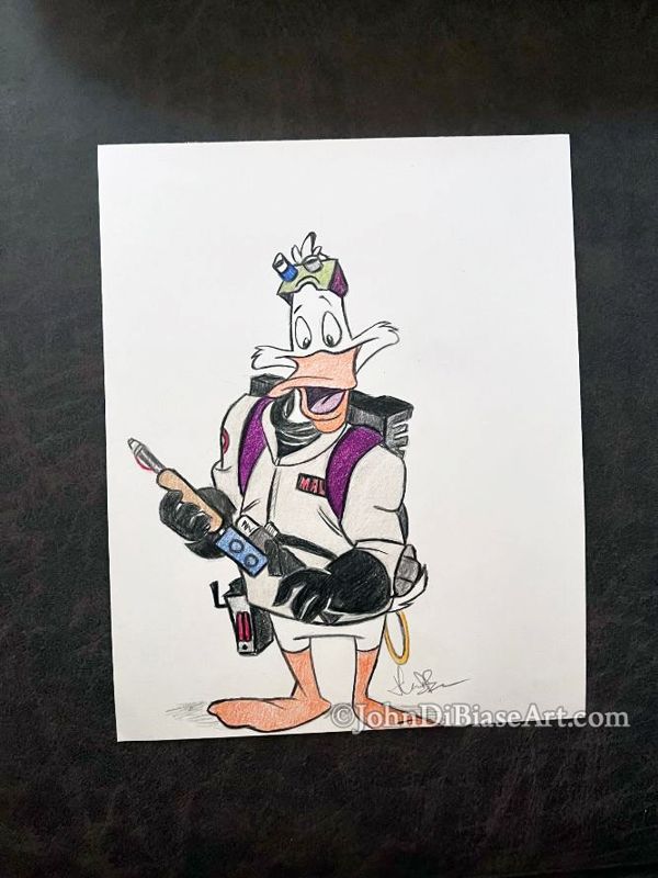 Ghostbusters Darkwing Duck (Jim Cummings) Crossover Colored Pencil Drawing (NOT A Print) 8x10