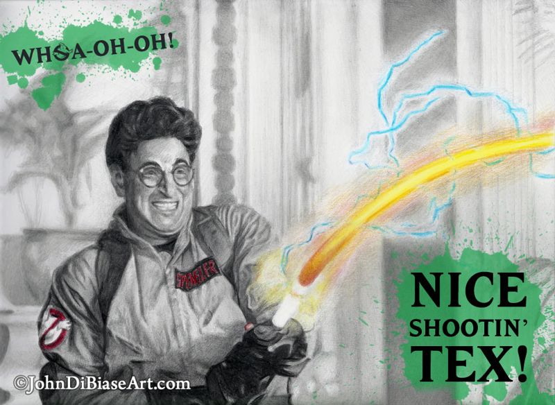 Egon Spengler (Harold Ramis) "Nice Shootin' Tex" Ghostbusters Drawing Print  8.5 x 11