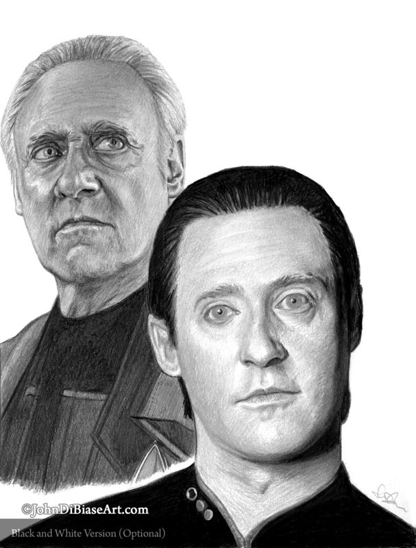 Lt Commander Data from Picard and Star Trek: TNG (Brent Spiner) Colored Pencil Drawing Print 8.5 x 11