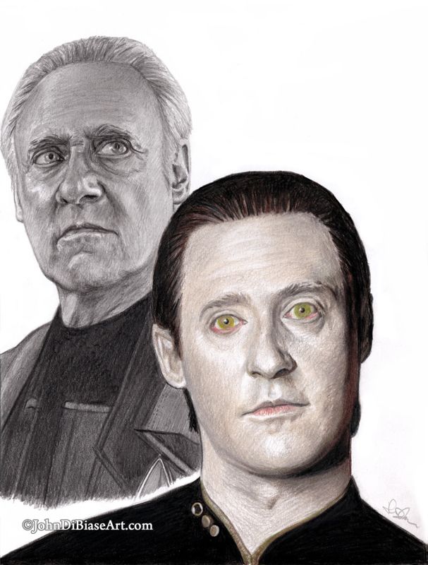 Lt Commander Data from Picard and Star Trek: TNG (Brent Spiner) Colored Pencil Drawing Print 8.5 x 11