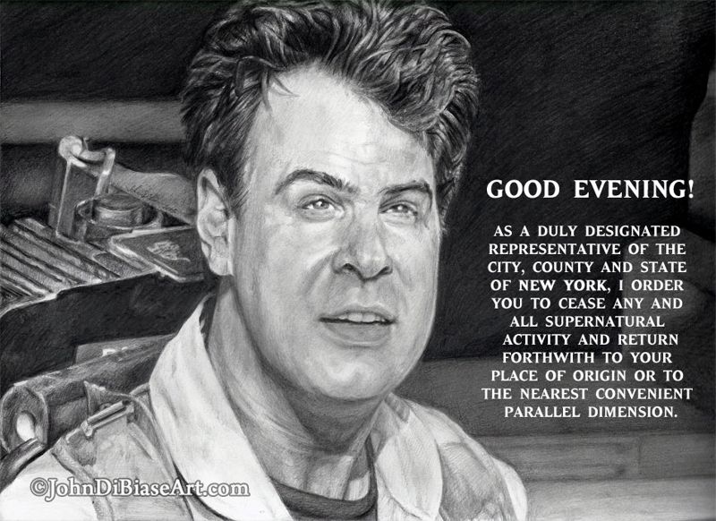 Ray Stantz "Good Evening" Speech Quote Ghostbusters Drawing Print 8.5 x 11