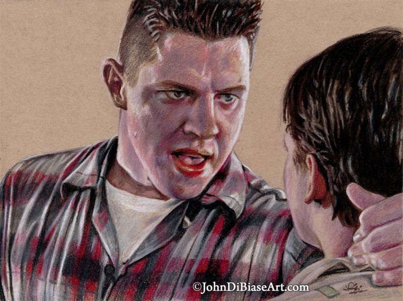 Thomas F. Wilson as Biff Tannen and Michael J. Fox as Marty McFly in Back To The Future Drawing Print 11 x 8.5
