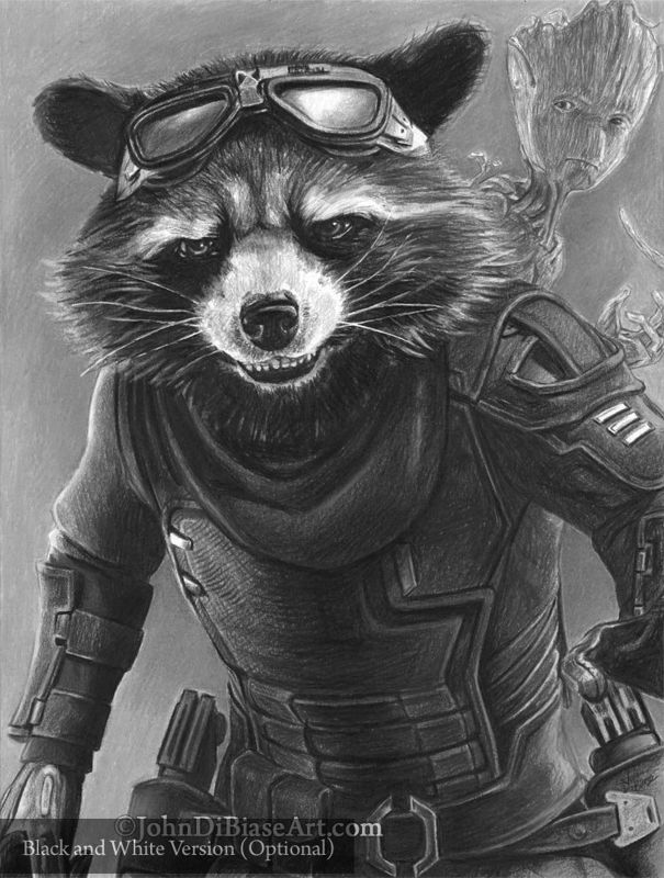 Rocket and Groot in Avengers Endgame Drawing Print 8.5 x 11