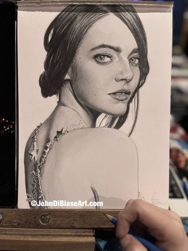 Emma Stone Original Graphite Drawing  (NOT a print) 9x12