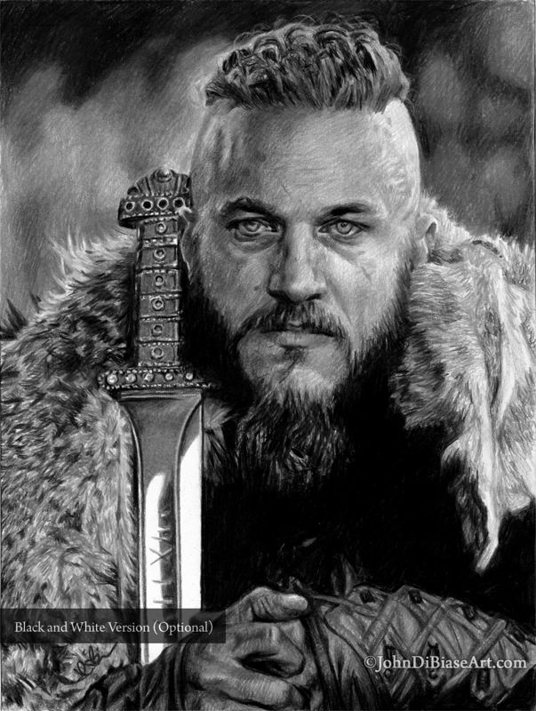 Travis Fimmel as Ragnar Lothbrok in "Vikings" Colored Pencil Drawing Print 8.5 x 11