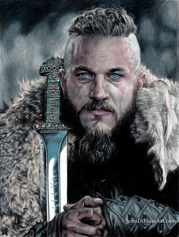 Travis Fimmel as Ragnar Lothbrok in "Vikings" Colored Pencil Drawing Print 8.5 x 11