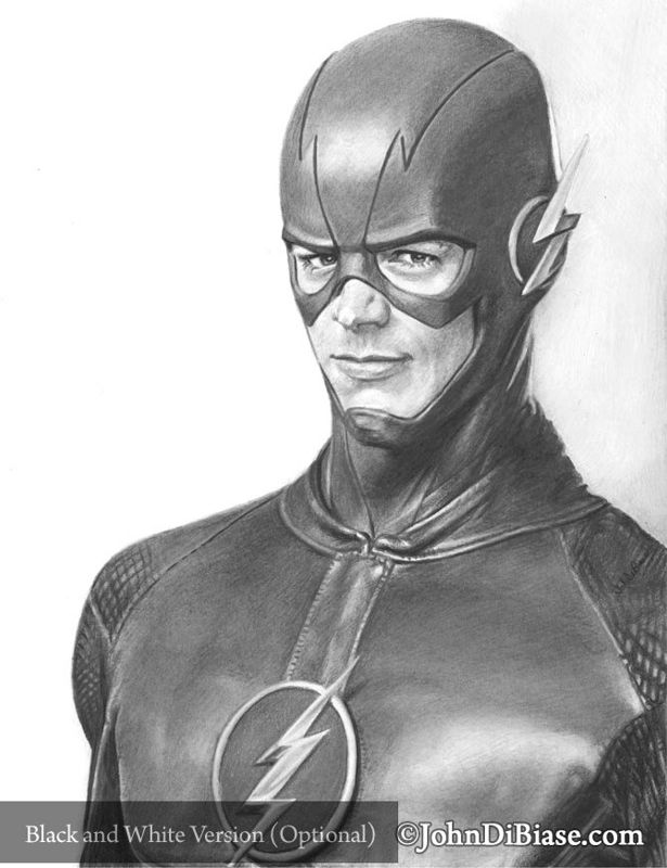 Grant Gustin as Barry Allen/The Flash in TV's "The Flash" Drawing Print 8.5 x 11