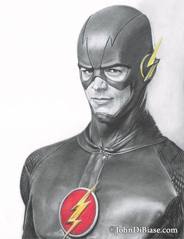 Grant Gustin as Barry Allen/The Flash in TV's "The Flash" Drawing Print 8.5 x 11