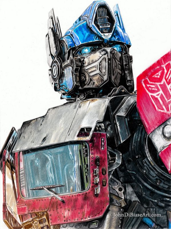Optimus Prime from Transformers: Rise of the Beasts Drawing Print 8.5 x 11