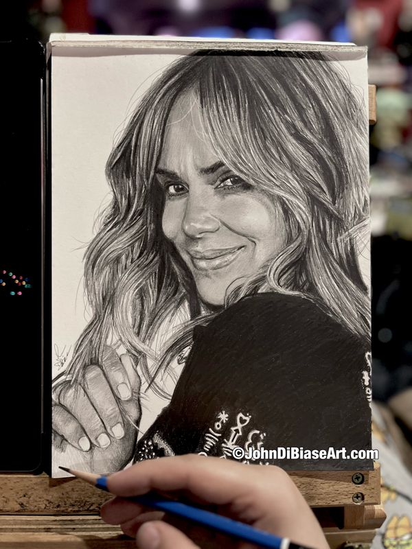 Halle Berry Original Graphite Portrait Drawing  (NOT a print) 9x12