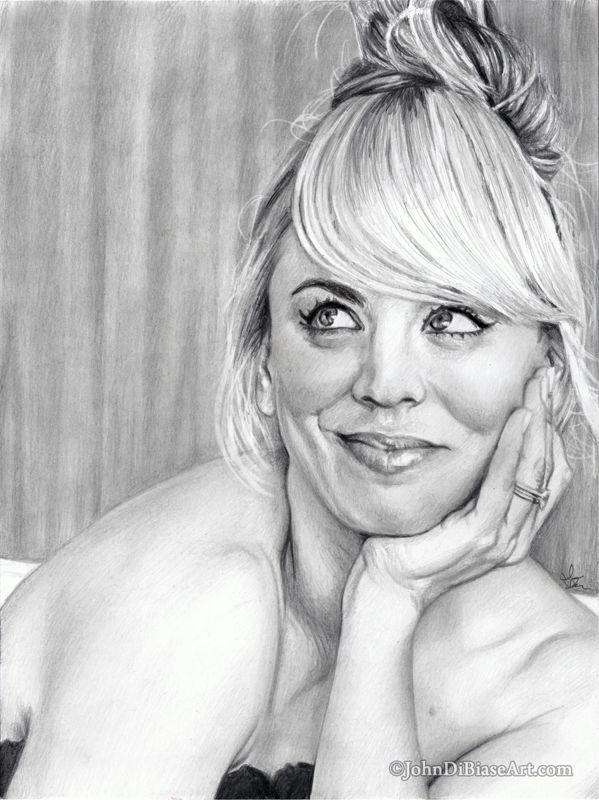 Kaley Cuoco Original Graphite Portrait Drawing (NOT a print) 9x12