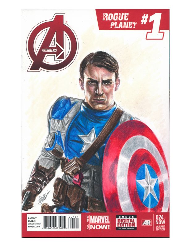 Drawing Print of Avengers Comic Book Sketch Cover feat. Chris Evans as Captain America -- 8.5 x 11 Print Size