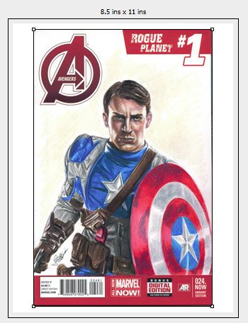 Drawing Print of Avengers Comic Book Sketch Cover feat. Chris Evans as Captain America -- 8.5 x 11 Print Size