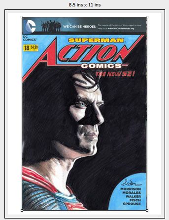Drawing Print of Action Comics #18 Comic Book Sketch Cover feat. Henry Cavill as Superman -- 8.5 x 11 Print Size