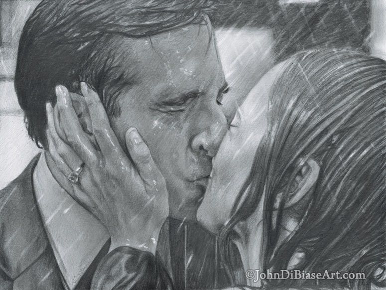 Michael and Holly from "The Office" (Steve Carell and Amy Ryan) Drawing Print