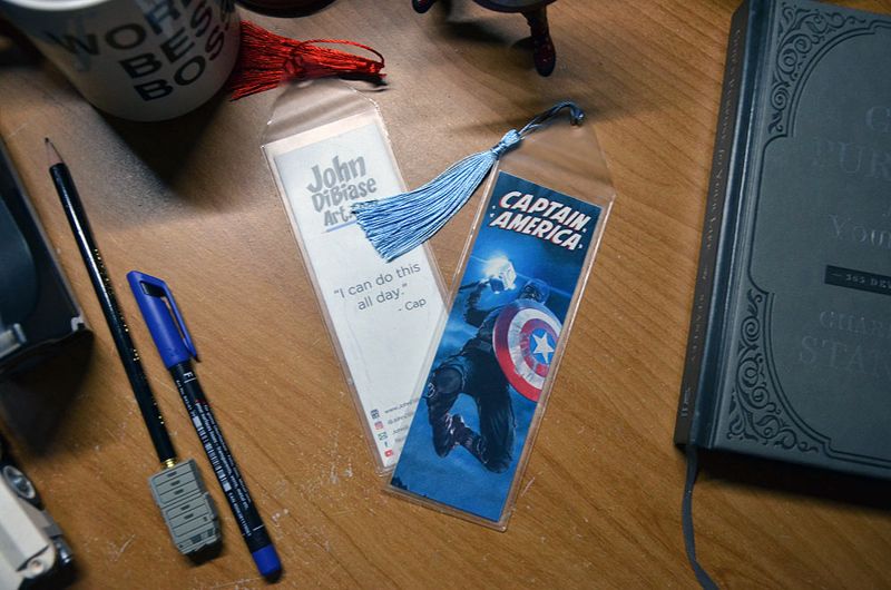 Captain America (Jumping) with Mjolnir (Chris Evans) 7.75 x 2.30 Bookmark with Tassel